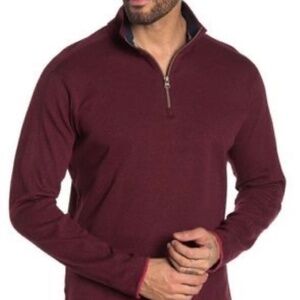 Robert Graham Burgundy Pullover Sweater 3/4 Front Zip